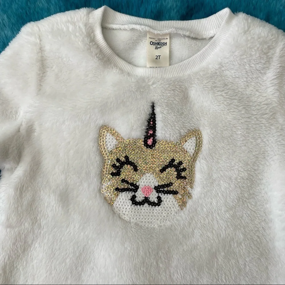 OshKosh B’gosh Toddler Girl Sequin Fuzzy Sweater Size 2T